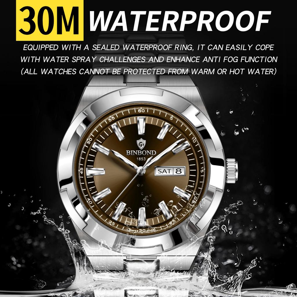 Neue Luxus-Quarz-Herrenarmbanduhr Sport Herrenuhren Wasserdicht Leuchtend Datum Woche Edelstahl Herrenuhr Männlich