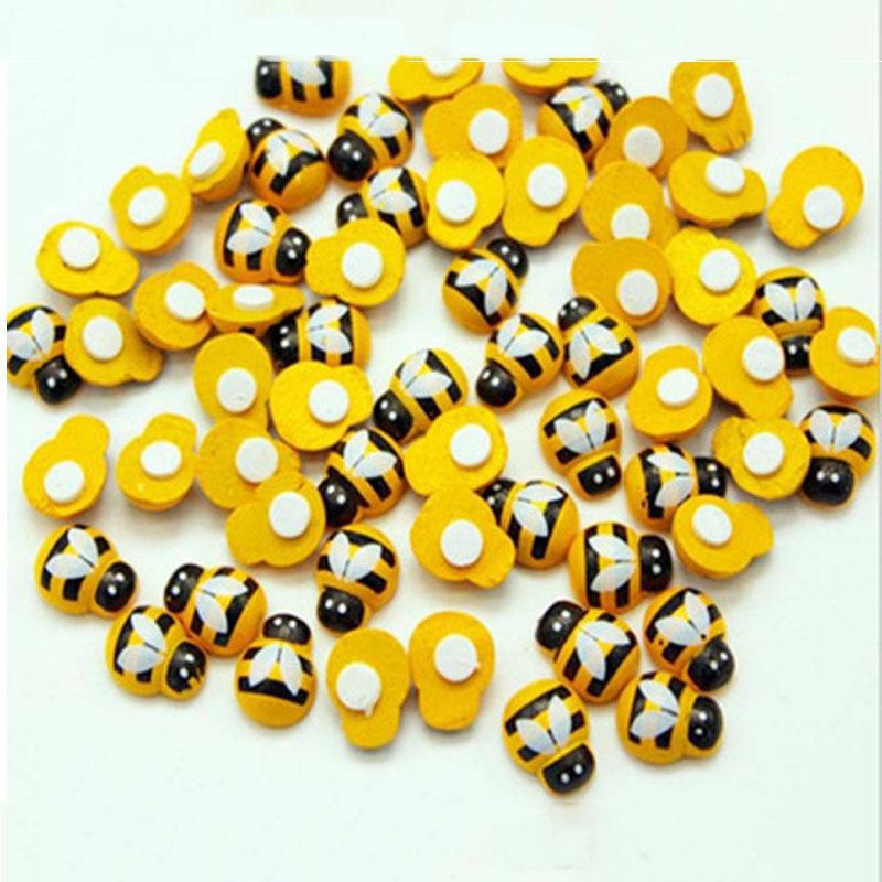 

50/100pcs Bee Wooden Mini DIY Scrapbooking Easter Decoration Home Wall Decor Birt hday Party Decorations Bee Wooden Kids Gift 50PCS