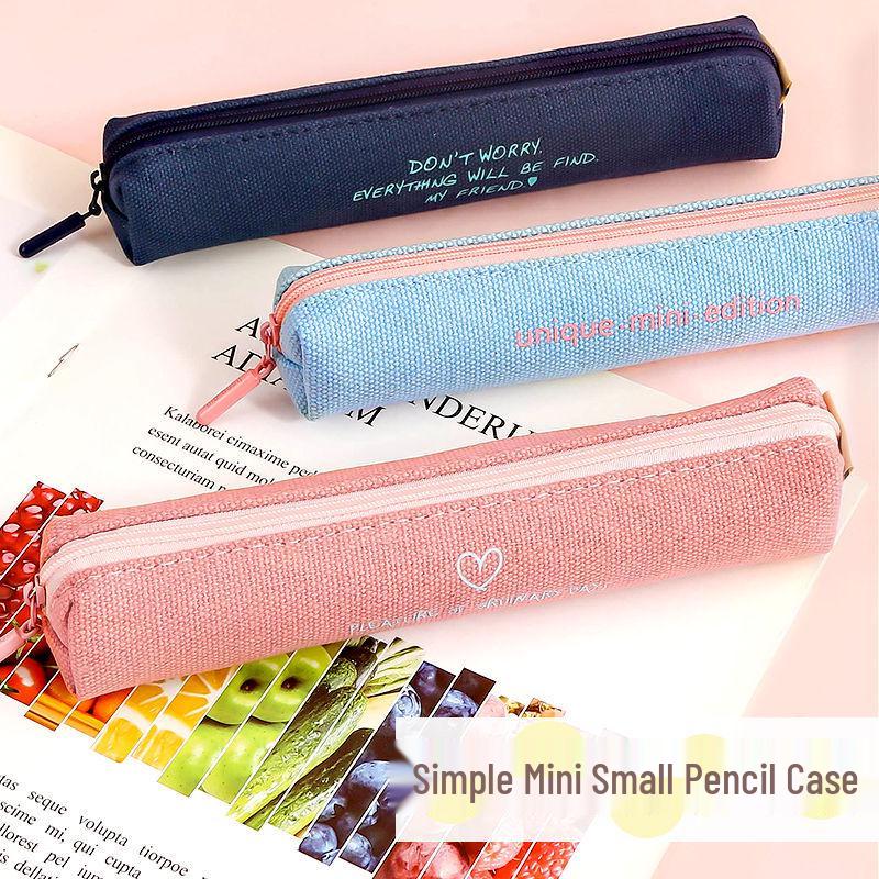 Compact Canvas Pencil Case for Girls - Small Capacity, Simple Design for Elementary and Middle School