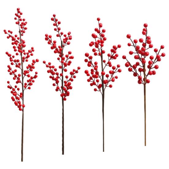 Simulation Red Fruit Non-fading DIY Lightweight Ornamental Fake Foam Red Fruit Plant Branch for Garden