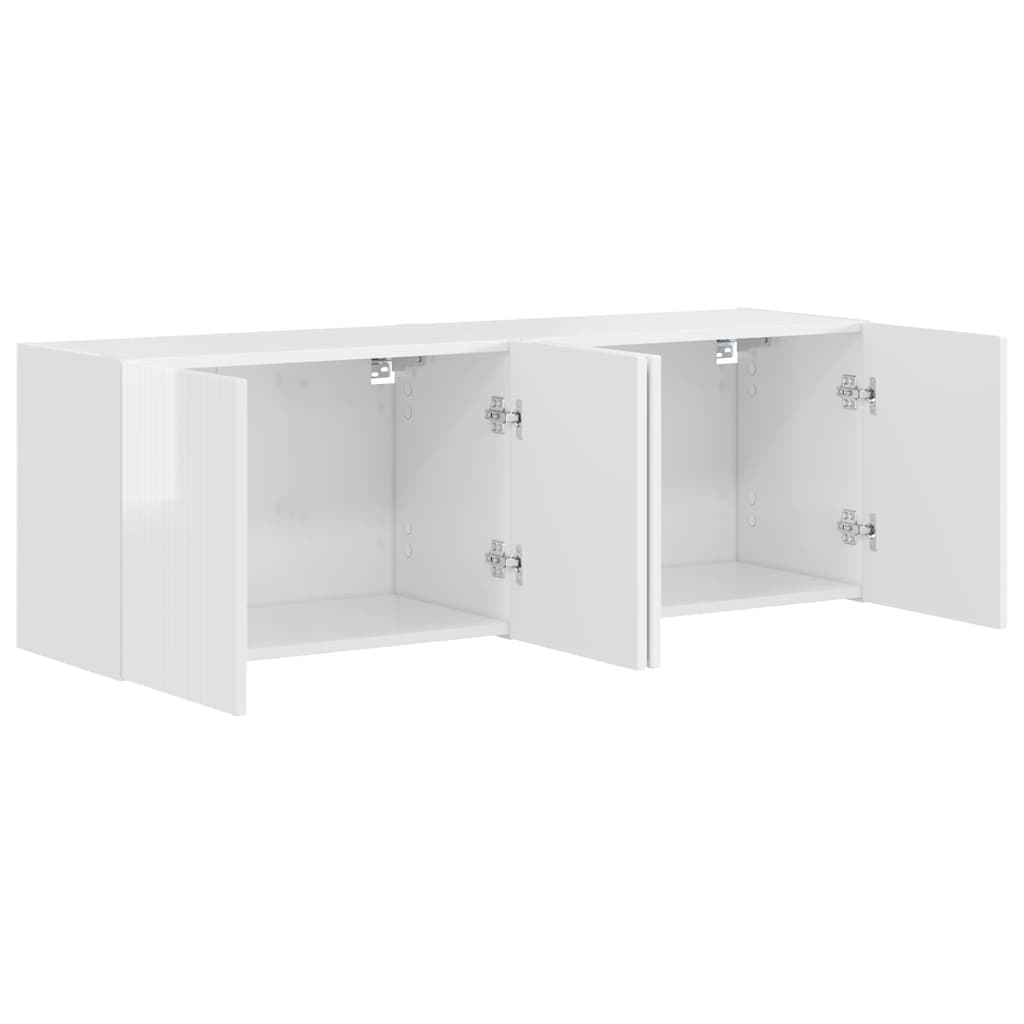 Wall Mounted TV Cabinet Set 2 pcs High Gloss White 59.5 x 31 x 40 cm