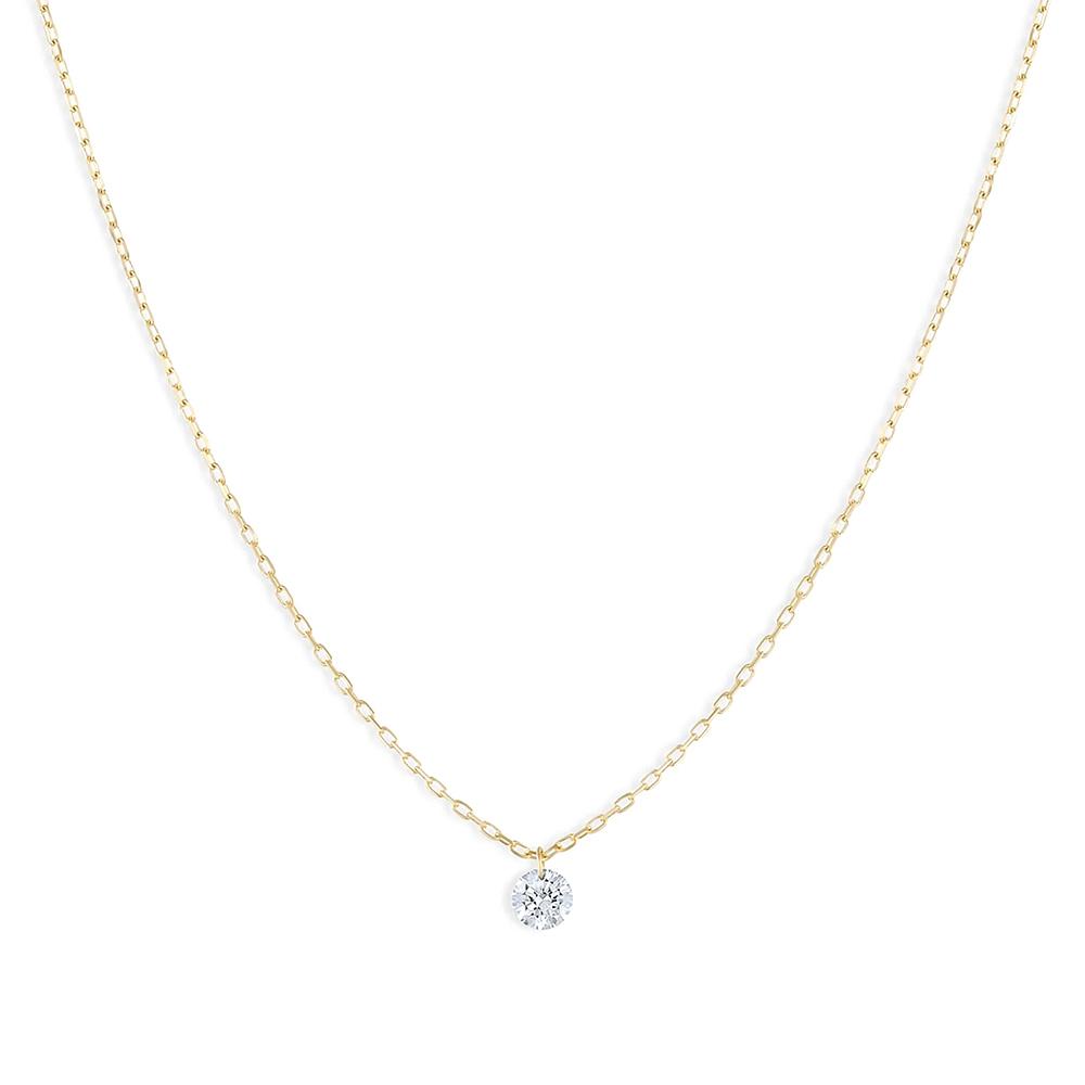 Aide 925 Silver Korean Style Simple Round CZ Zircon Pendant Necklaces For Women Elegant Stackable Clavicle Chain Choker
