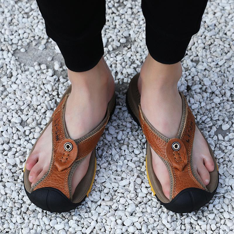 Men Flip Flops Slippers White Outdoor Summer Brown Roman Sandals Black Open Toe Beach Shoes Plus Size