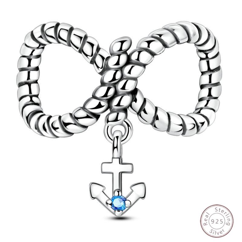 New Original Copper Beaded Bow Charm Blue Beads For Women Exquisite Diy Birthday Jewelry Gifts