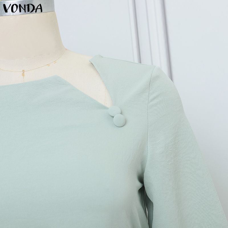 VONDA 2PCS Women 3/4 Sleeve Blouse and Pants Casual Elegant Two Piece Suit Sets