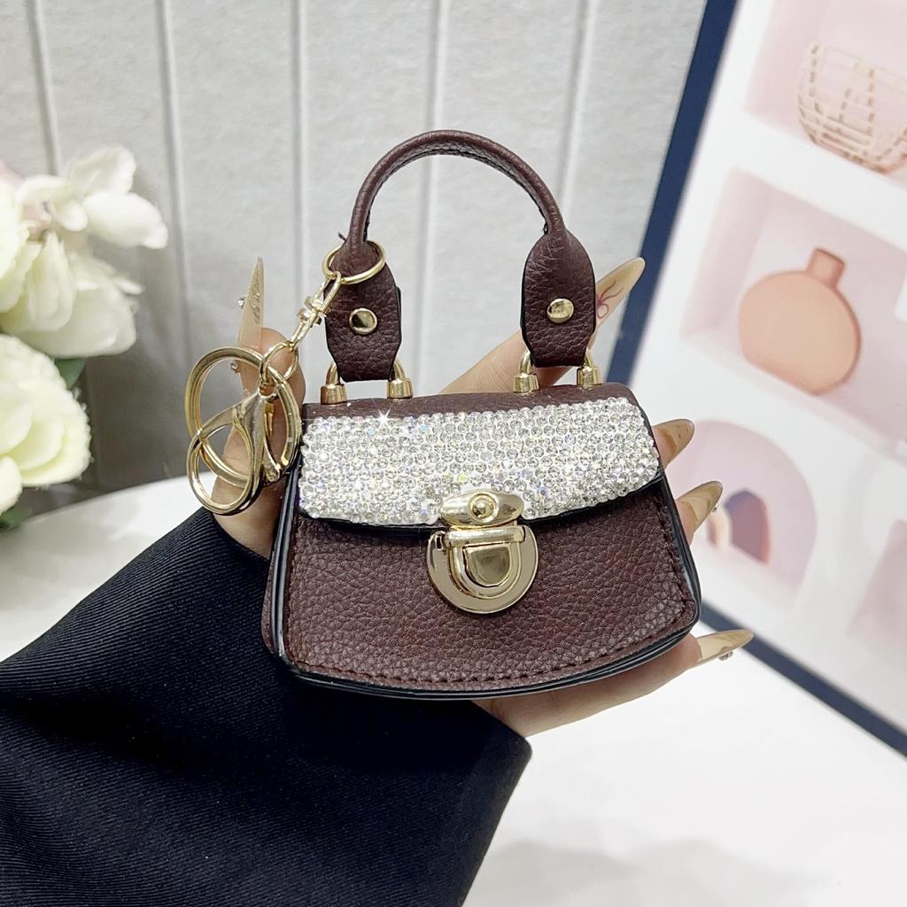 Elegant Diamond Mini Bag Charm: High-End Versatile Keychain and Earphone Pendant
