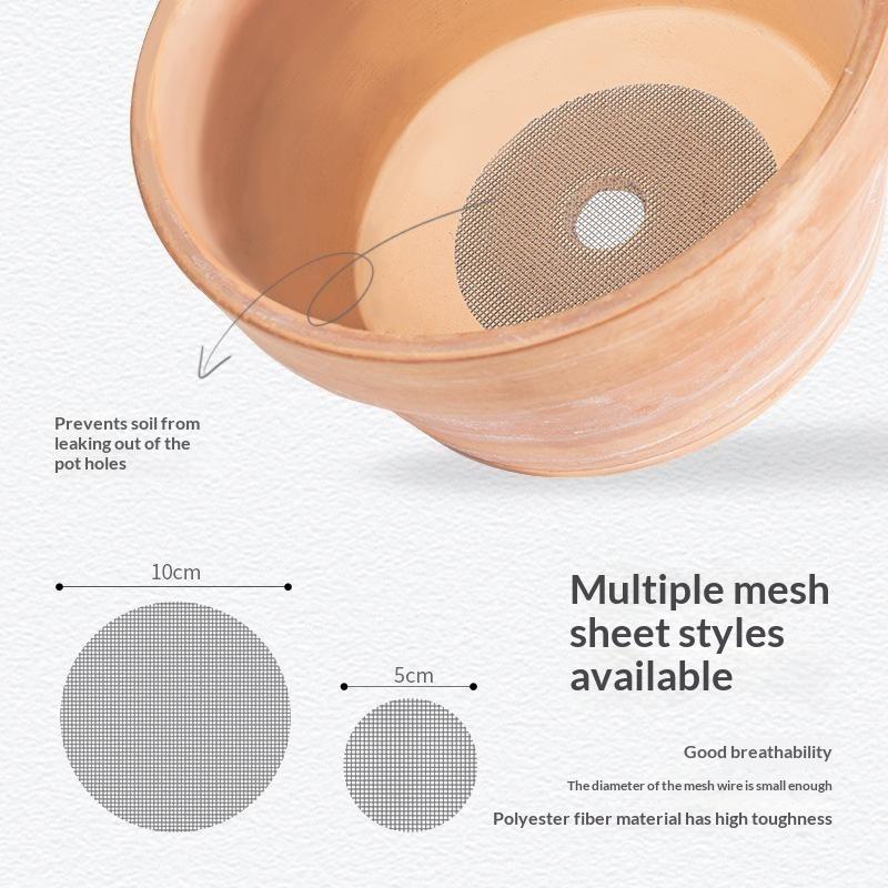 50Pcs Flower Pot Drainage Hole Mesh Pads Plastic Breathable Prevent Soil Leakage for Indoor Outdoor Bonsai Planting
