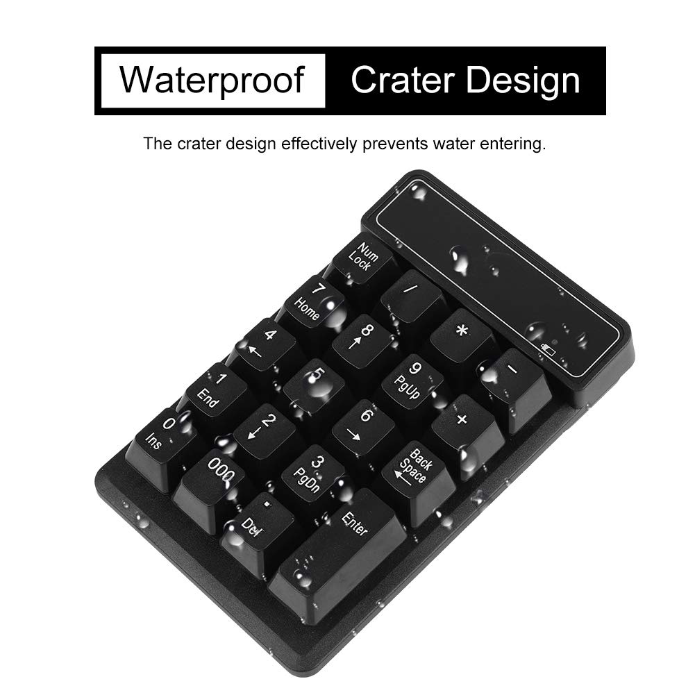 Richer-R Numeric Keypad, 2.4GHz Wireless Digital Number Keyboard, Bluetooth 19-Key Wireless Keyboard, Mini Keyboard, USB Numeric Keypad for Touch