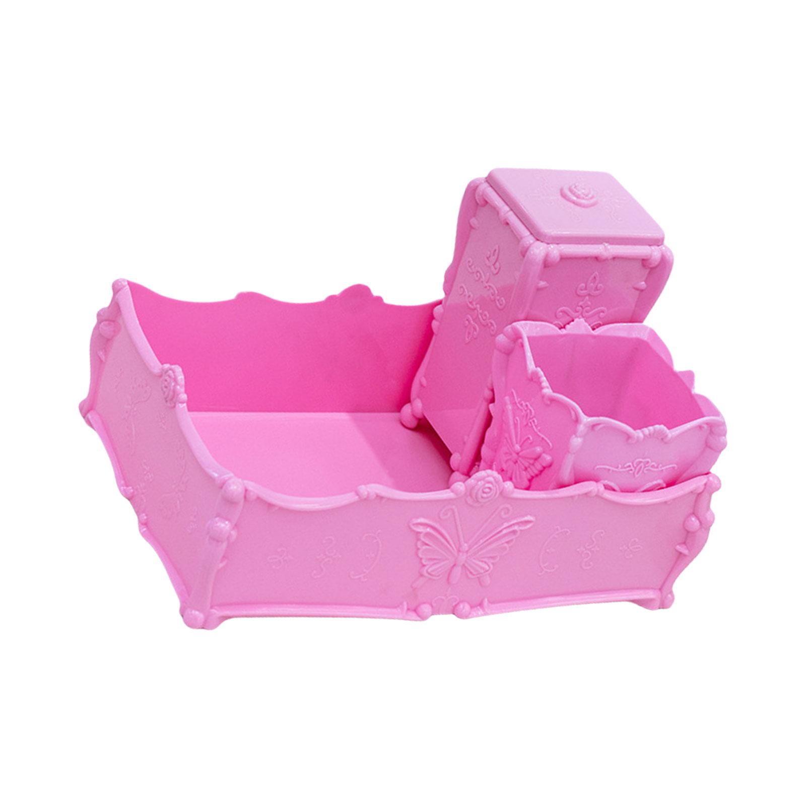 Make-up-Pinselhalter Organizer Kosmetik Wattepad Organizer Behälter Spender Nagelwerkzeug Aufbewahrungsbox für Zuhause Salon rosa