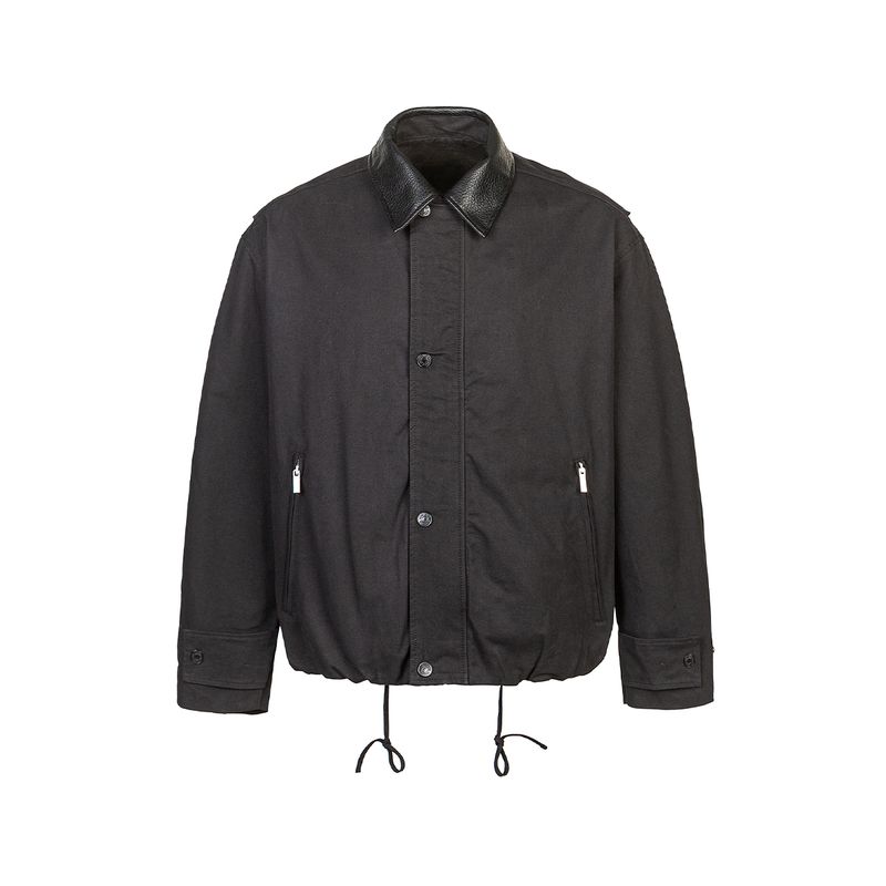 

Men s Dobaen Style Patchwork Lapel Work Jacket Unisex Autumn Vintage Versatile Short Silhouette Casual Jacket Trendy Black 2XL