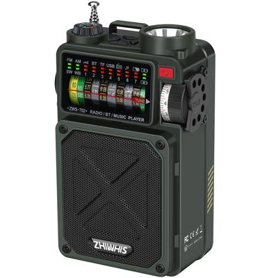 ZHIWHIS Bluetooth Speaker Disaster Prevention Radio FM Compatible Flashlight Charging Playback Card Hours Continuous Compliance Certified Outdoor