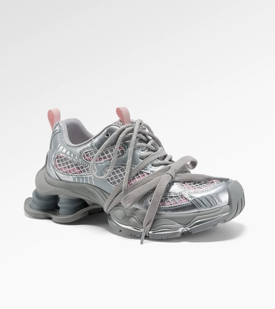 Cowhide Version Silver Dad Shoes Women's Breathable Leather Shoes Thick Sole Heightening Color Matching Versatile Lace-up Casual Sports Shoes