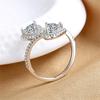 Cute Female White Zircon Stone Silver Color Heart Wedding Rings Promise Open Adjustable Engagement  For Women