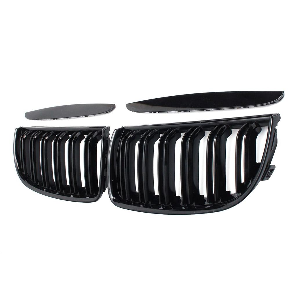 Front Kidney Grille Hood Grills -Double Line for BMW E90 E91 323I 328I 335I 330I 325I 3-Series 2005-2008 Gloss Black