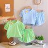 Children's Summer Floral Chinese Style Short Sleeve Two-Piece Set - Casual Baby Girl T-shirt and Shorts