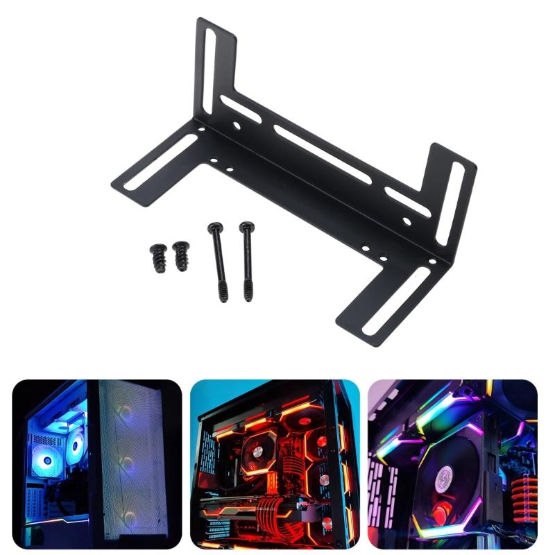 PC Water Cooling Radiators Bracket, 120mm Fan Mount Metal Stand for Pump Tanks Reservoir, Black
