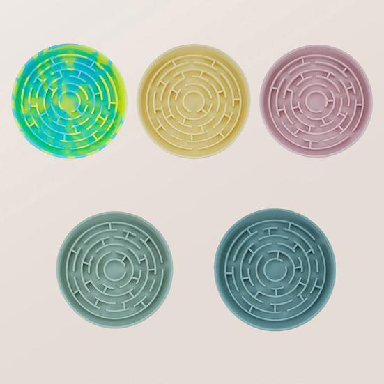 Tigela Alimentadora Lenta de Silicone para Animais Redonda Anti-Engasgo Tapete de Lamber Ventosa Diminuir a Alimentação Tigela de Comida para Cães de Raças Pequenas Médias Grandes