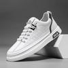 Fashion Platform Men Casual Shoes Leather Lightweight Slip On Men Board Shoes White Outdoor Sports Sneakers Comfort Tennis Shoes
