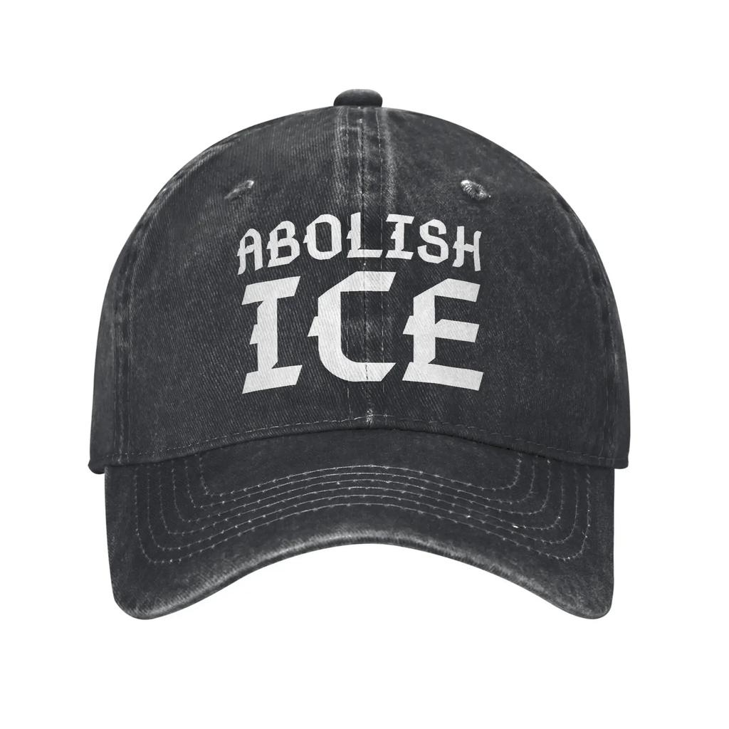 Abolish ICE Unisex Baseball Caps  Distressed Denim Washed Hats Cap Vintage Outdoor Activities Adjustable Sun Cap