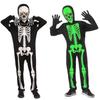 Bright Skeleton Costume For Children Halloween Party Full Body Jumpsuit Easy Zipper Closure Comfortable Wear