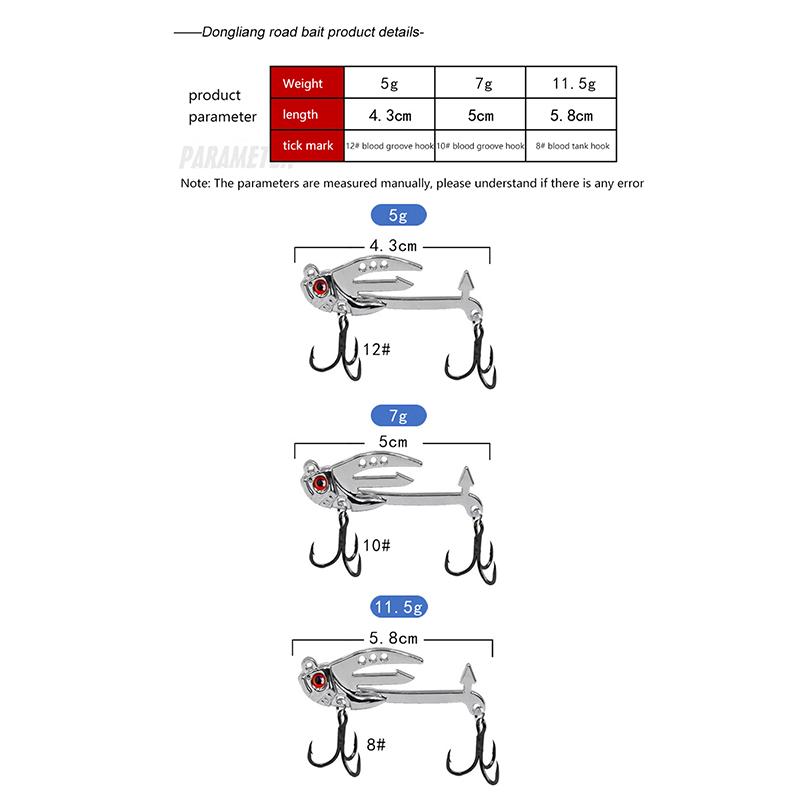 Metal Vib Fishing Lure 2-In-1 Fake Angling Baits Long Throwing Realistic 3D Eyes Fishing Baits For Catfish Bass Trout Vib Tackle