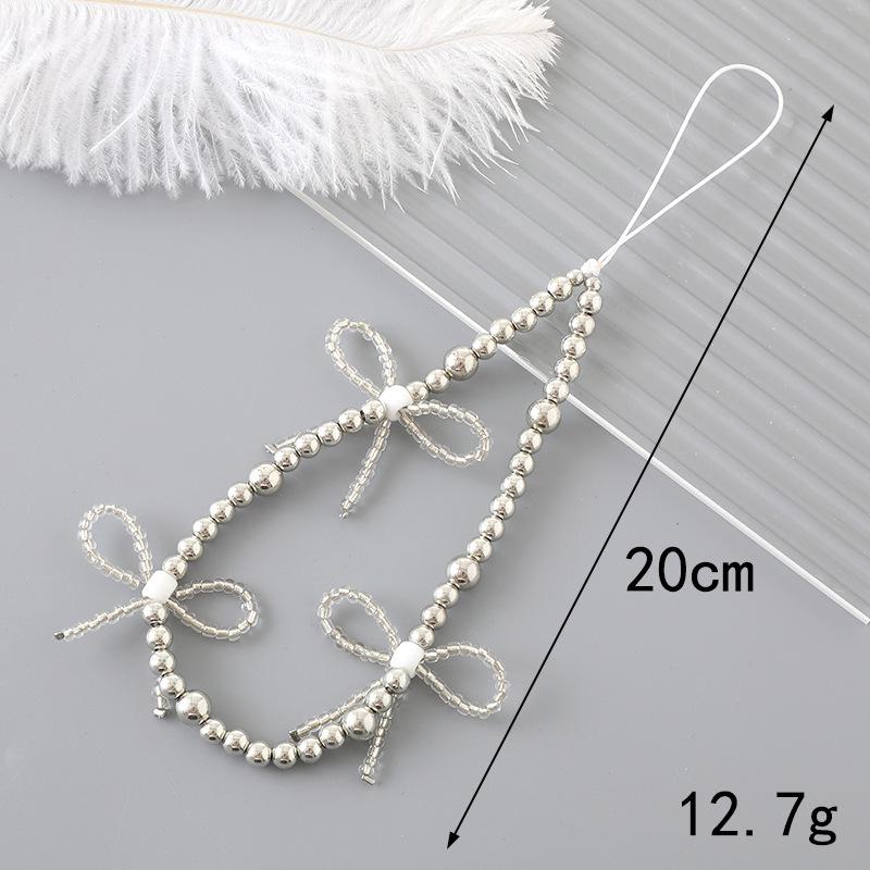 Korean Love Heart Beaded Phone Chain & Keychain Set for Women