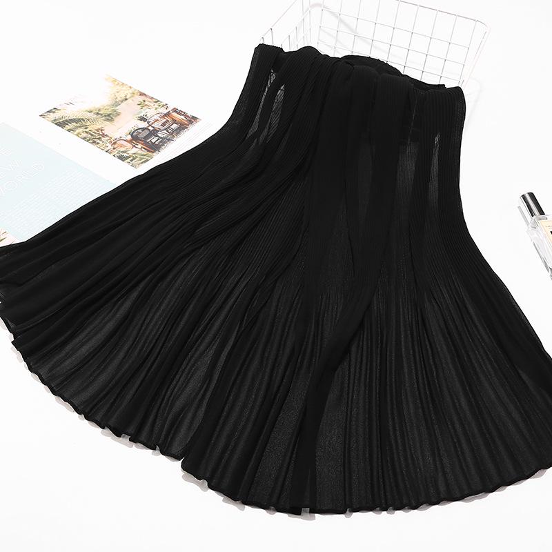 Big Size Pearl Chiffon Scarf Solid Color Pleated Stripe Headwear Scarves Women Muslim Hijab Head Wrap Plain Travel Shawls