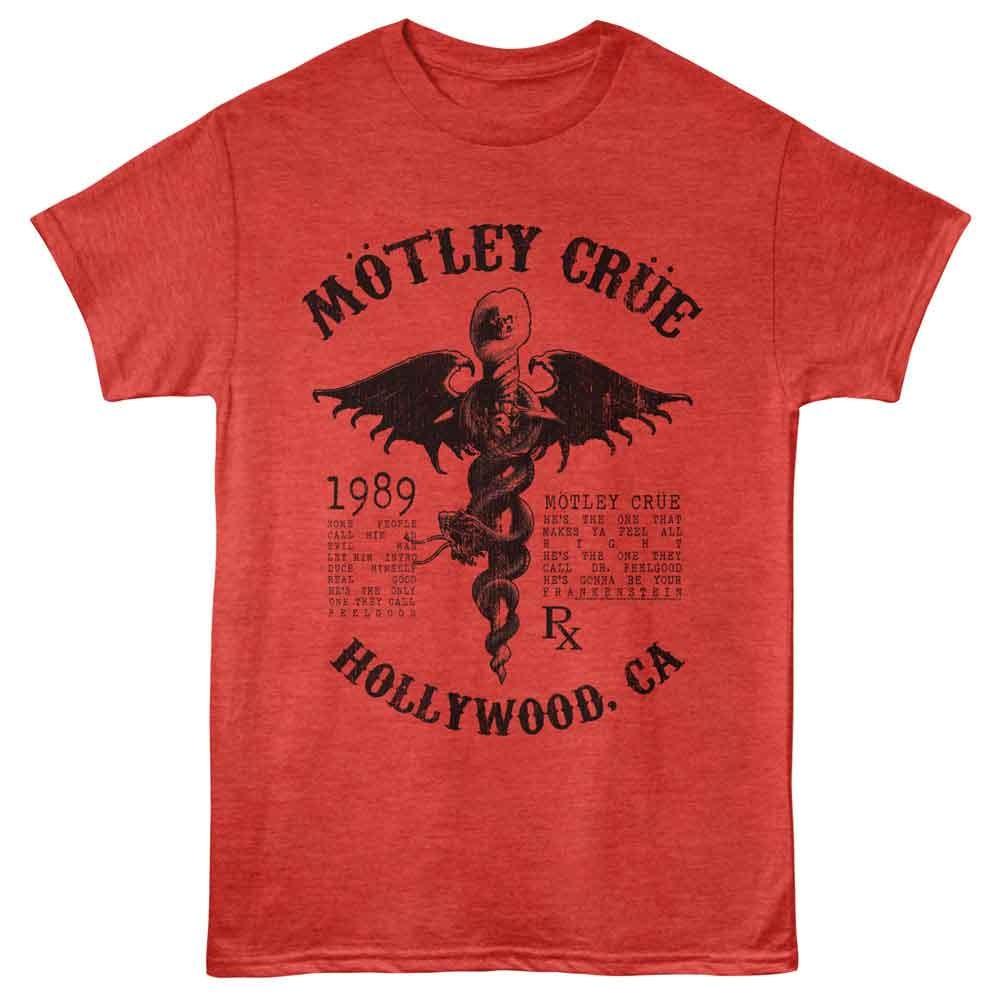 Motley Crue - 1989 Hollywood - Adult Short Sleeve T-Shirt - Red Heather 3XL