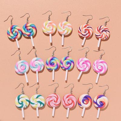 European & American Style Sweet Lollipop Earrings - Handmade Colorful Soft Clay Ear Accessories