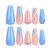 Blue Long Style Wearable Nail Art Tips and Stickers