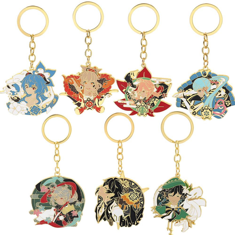 

Аниме Геншин Брелок Каэдехара Кадзуха Чжунли Металлический кулон Аниме Брелок Рюкзак Кулон Аксессуары