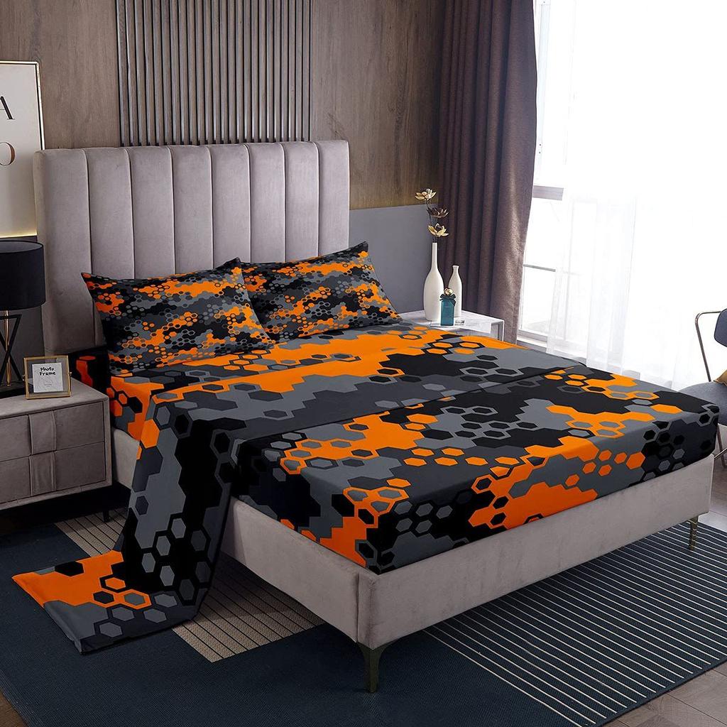 Camouflage Personalized Pattern Bed Hat Four-piece Bedding Set Bedroom Dormitory Bedding Decoration
