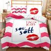 Red Lip Duvet Cover Set Red Lip Lipstick Sexy Adult Couple Comforter Cover Valentine's Day Gift For Lover Polyester Qulit Cover