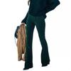 2026 Spring/Summer Women's Solid Color High-Waisted Slim Fit Slight Flare Corduroy Elastic Waist Casual Pants