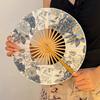 BEPAN Chinese-style Ink-wash Silk Folding Fan, Summer Ancient-style Fan, Portable Hand-cranked Bamboo Fan, National Style Decoration