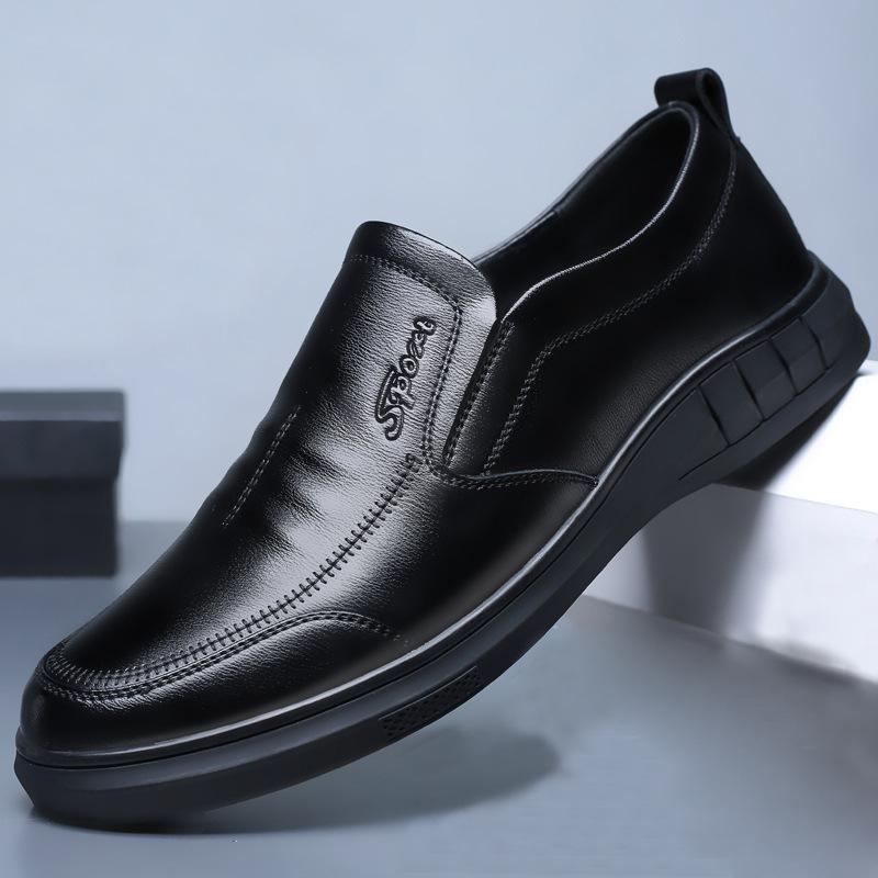 Men's Business Leather Shoes Formal Casual Men's Shoes Soft Sole Soft Surface Non-slip Black Middle-aged Dad Shoes Breathable Leather Shoes