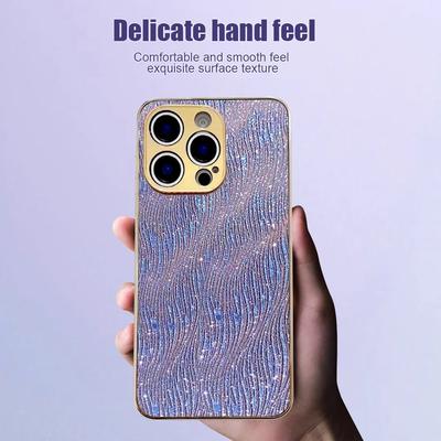 Silicone Case for IPhone 16 15 14 13 Pro Max Plus 16E Shockproof Mobile Phone Cases Water Ripple Electroplated Protective Covers