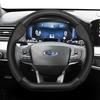 fypaj3 Suitable for Ford Breathable Holes Leather Matte Carbon Fiber Texture Steering Wheel Cover Suitable for Focus Mk2 Mk3 Fiesta Mk7 Transit Custom