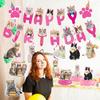 Cat Birthday Party Hanging Swirls - NOVBAUB 20PCS Lovely Pink Cat Birthday Party Supplies Honeycomb Centerpieces Cute Cat Theme Birthday Party