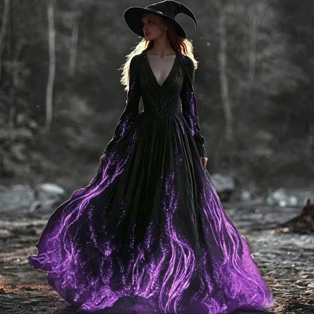 Hot Sale Craft V-Neck Sweet Ladies Halloween Dress Ladies Dress