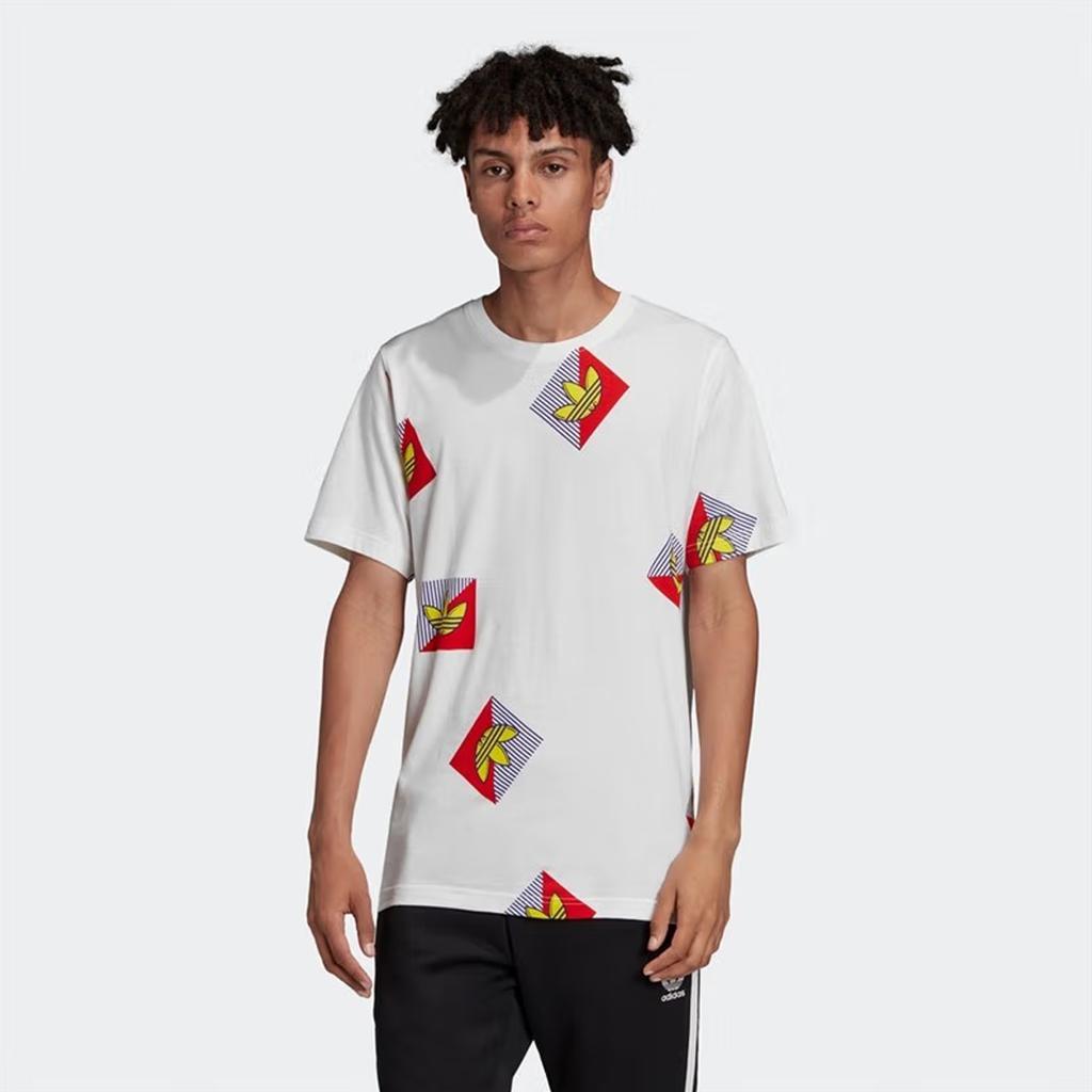 Adidas Originals Trefoil Simple Logo Print Casual Crew Neck Short Sleeve T-Shirt Men Tops White FM3342