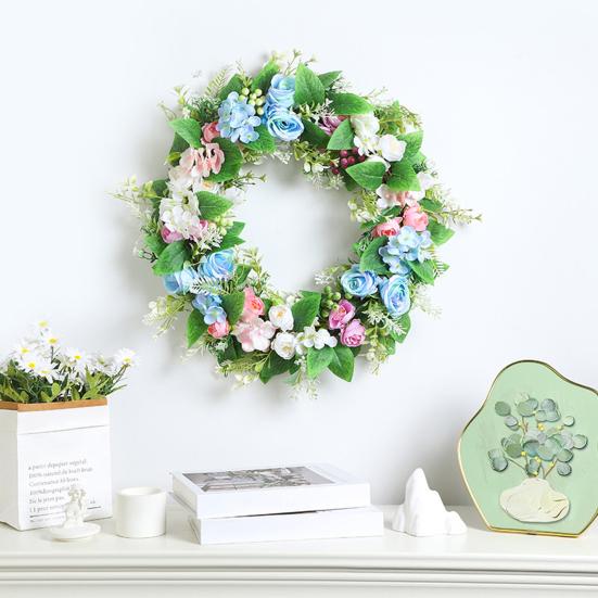 Artificial Flowers Lifelike Simulation Floral Door Hanging Decoration No Watering Maintenance Long-Lasting Spring Freshness Home Wall Decor