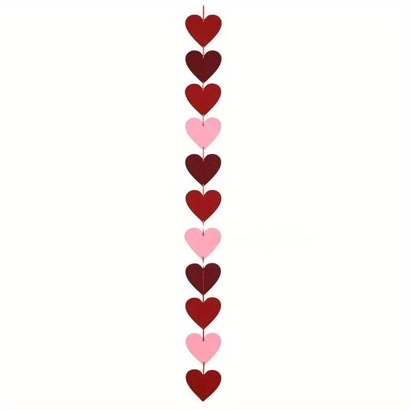 3pcs Valentines Day Red Heart Banner Garland Bunting Love Heart Paper Banner Valentines Day Decoration Party Banner String