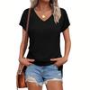 New women's V-neck lid sleeve casual top oversized cute summer fashion basic T-shirt