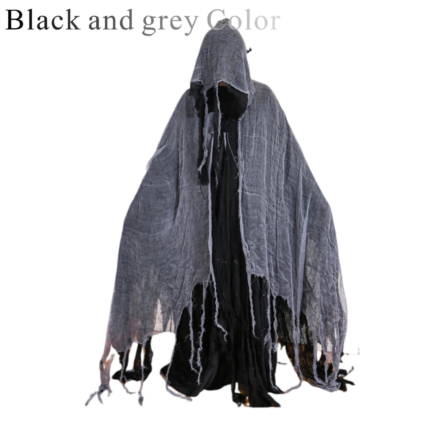 Cape à Capuche Halloween Effrayante Cape de Sorcier Médiévale Renaissance Cape Faucheuse Cosplay Costume pour Hommes Femmes One Size