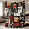2026 New Flannel Blanket 1pc Featuring a Movie Popcorn Design, In a Preppy Style. This Soft, Plush Blanket Is Made of Digital Print Polyester, Providi