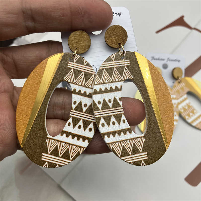 Mid-Ancient Bohemian Style Vintage Jewelry Earrings Fashion Wood Ornament