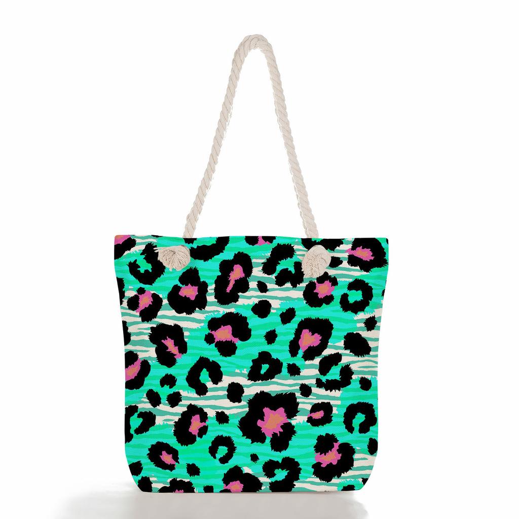 Colorful Print Thick Rope Single-shoulder Beach Bag 7208