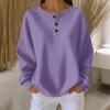 Women's Casual Shirts Long Sleeve Tops Button Up V Neck Loose Knit Fall Favorites For Women