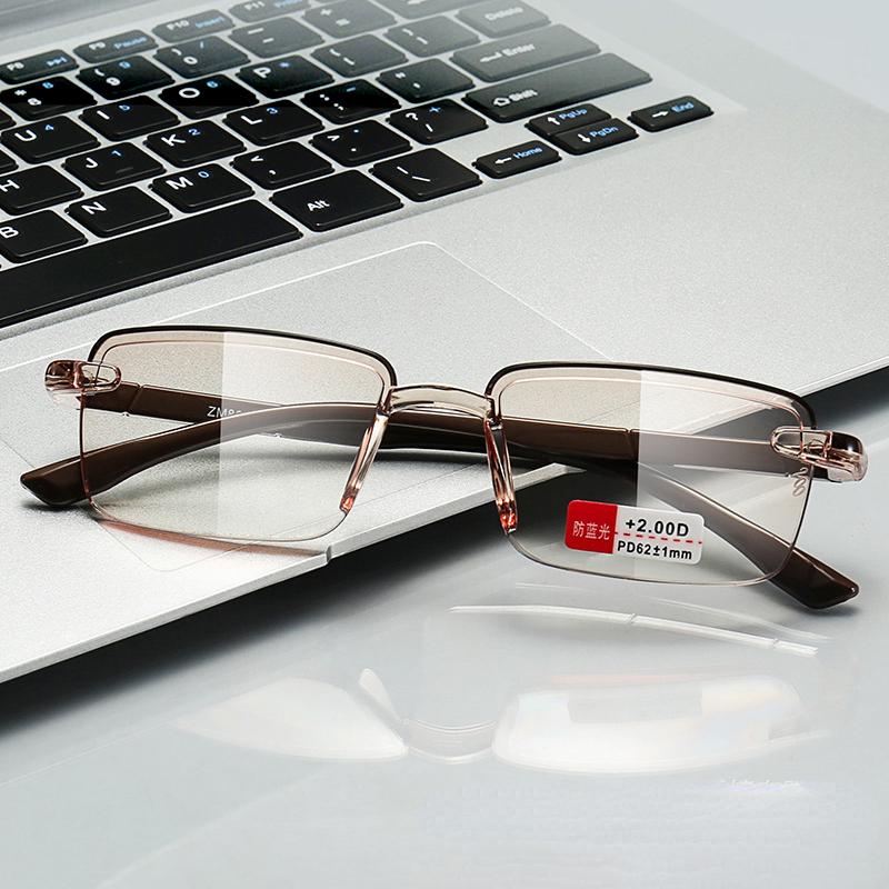 Anti Blue Reading Glasses Men Business Presbyopia Glasses Retro Frameless Cut Edge Hyperopia Glasses Eye Glasses For Women